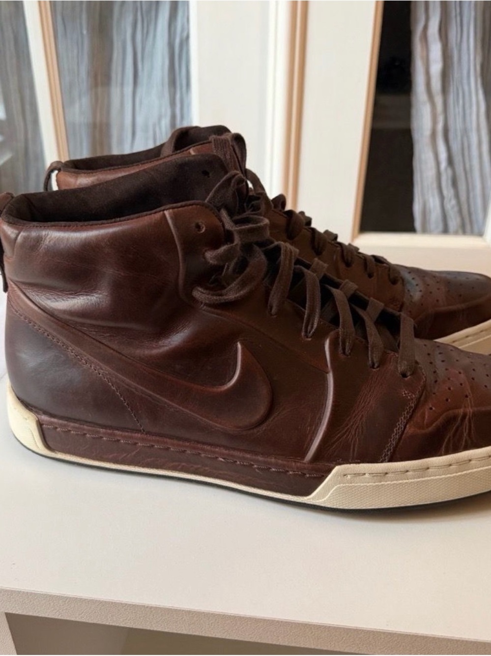 Rare Pair of Nike Air Royal Mid VT High Tops in Baroque Brown Leather